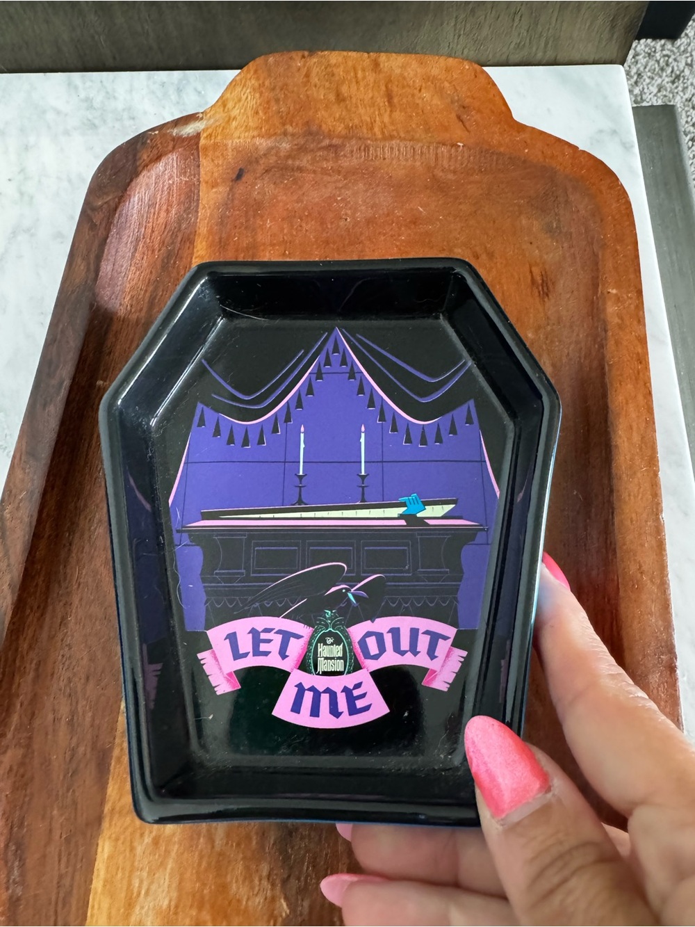 Disney Haunted Mansion  'Let Me Out' Coffin Trinket Tray - Black & Purple